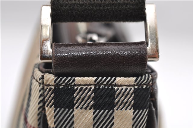 Authentic BURBERRY Nova Check Canvas Leather Shoulder Cross Body Bag Beige 9119D