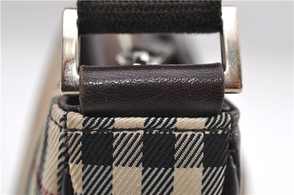 Authentic BURBERRY Nova Check Canvas Leather Shoulder Cross Body Bag Beige 9119D