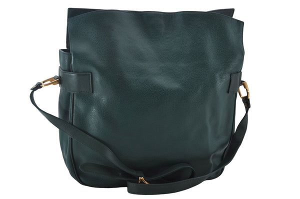 Authentic GUCCI Vintage Shoulder Cross Body Bag Purse Leather Green 9120D