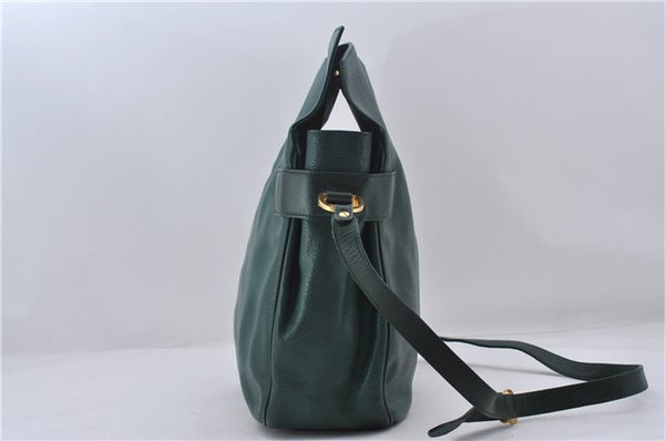 Authentic GUCCI Vintage Shoulder Cross Body Bag Purse Leather Green 9120D