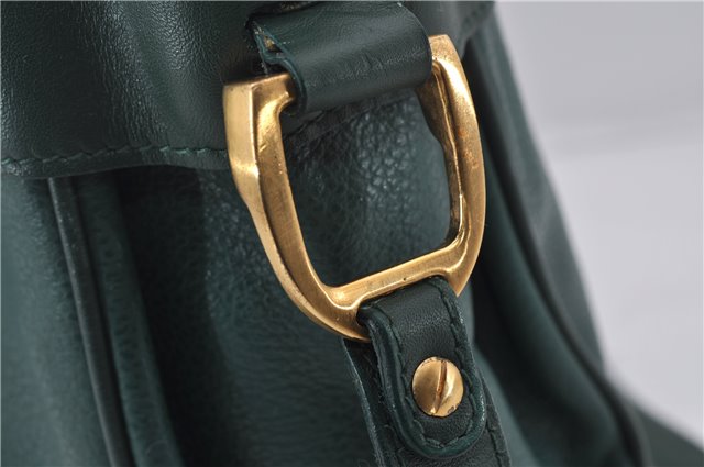 Authentic GUCCI Vintage Shoulder Cross Body Bag Purse Leather Green 9120D