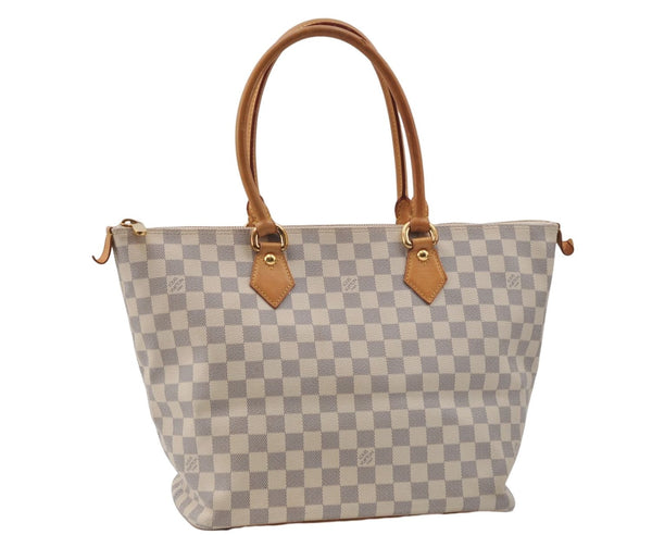 Authentic Louis Vuitton Damier Azur Saleya MM Shoulder Tote Bag N51185 LV 9122D
