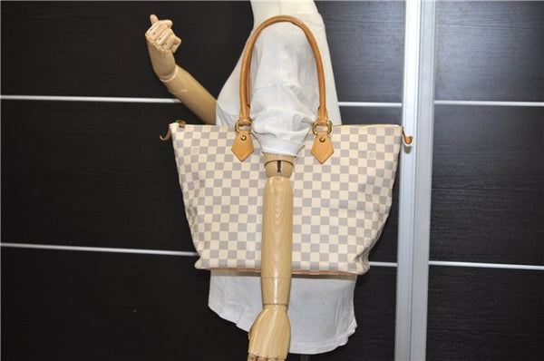 Authentic Louis Vuitton Damier Azur Saleya MM Shoulder Tote Bag N51185 LV 9122D