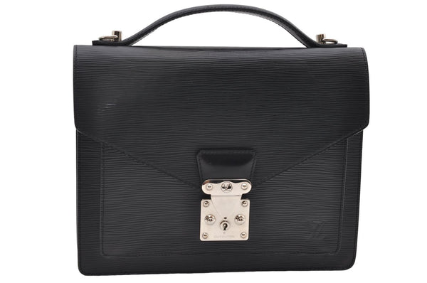 Authentic Louis Vuitton Epi Monceau 2Way Shoulder Hand Bag Black M52792 LV 9123D