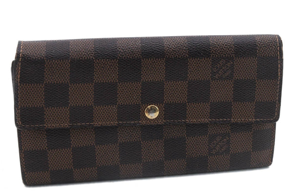 Authentic Louis Vuitton Damier Portefeuille Sarah Purse Wallet N61734 LV 9125C