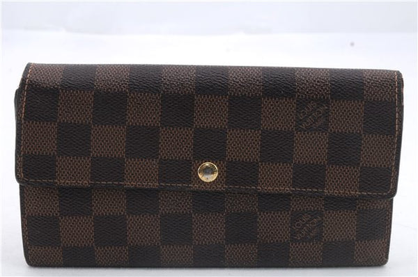 Authentic Louis Vuitton Damier Portefeuille Sarah Purse Wallet N61734 LV 9125C