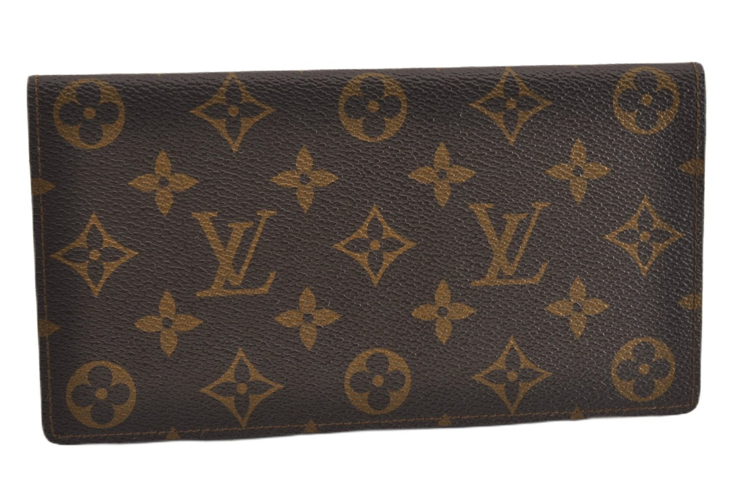 Authentic Louis Vuitton Monogram Porte Chequier Double M62223 Long Wallet 9125F