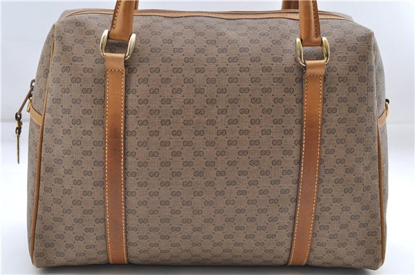 Authentic GUCCI Micro GG 2Way Shoulder Hand Bag Purse PVC Leather Brown 9126D