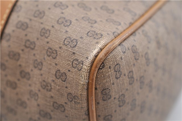 Authentic GUCCI Micro GG 2Way Shoulder Hand Bag Purse PVC Leather Brown 9126D