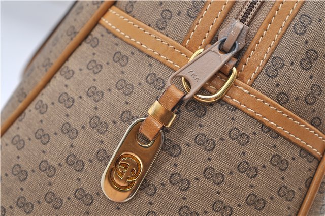 Authentic GUCCI Micro GG 2Way Shoulder Hand Bag Purse PVC Leather Brown 9126D