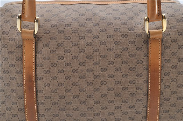 Authentic GUCCI Micro GG 2Way Shoulder Hand Bag Purse PVC Leather Brown 9126D