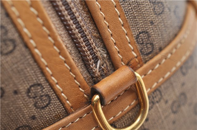 Authentic GUCCI Micro GG 2Way Shoulder Hand Bag Purse PVC Leather Brown 9126D