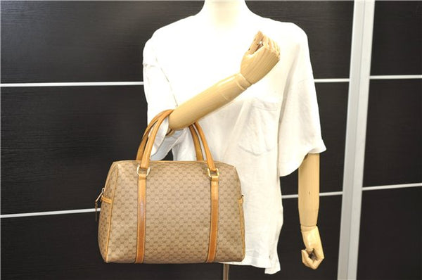 Authentic GUCCI Micro GG 2Way Shoulder Hand Bag Purse PVC Leather Brown 9126D