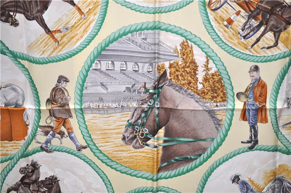 Authentic HERMES Carre 90 Scarf "Auteuil Mai" Silk Green 9130D
