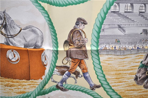 Authentic HERMES Carre 90 Scarf "Auteuil Mai" Silk Green 9130D