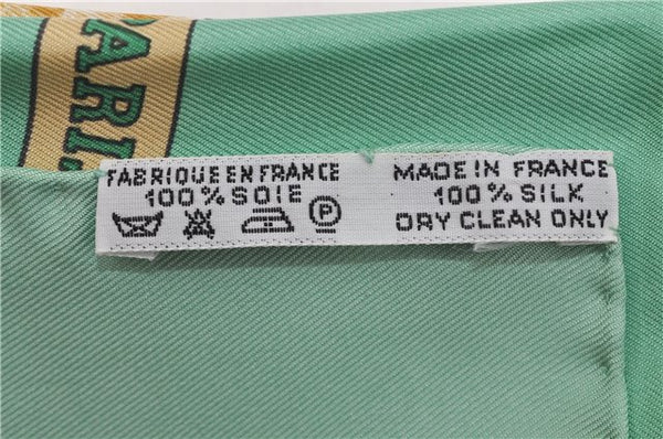 Authentic HERMES Carre 90 Scarf "Auteuil Mai" Silk Green 9130D