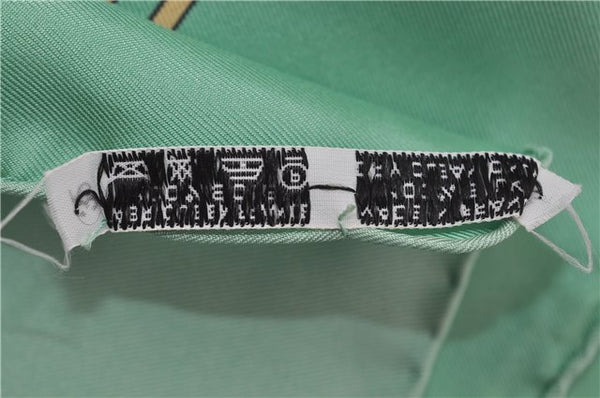 Authentic HERMES Carre 90 Scarf "Auteuil Mai" Silk Green 9130D