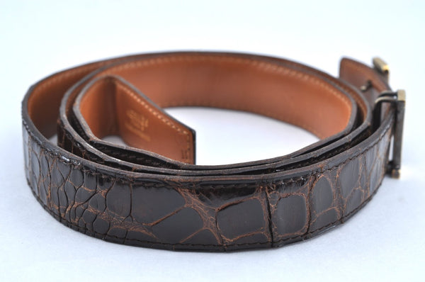 Authentic HERMES Vintage Leather Belt Size 90cm 35.4" Brown 9130G