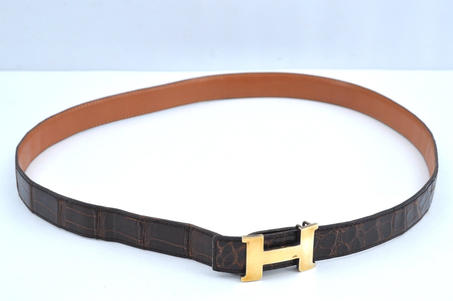 Authentic HERMES Vintage Leather Belt Size 90cm 35.4