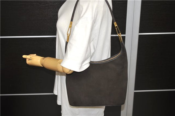 Authentic GUCCI Shoulder Hand Bag Purse Suede Leather 0013814 Brown 9131C