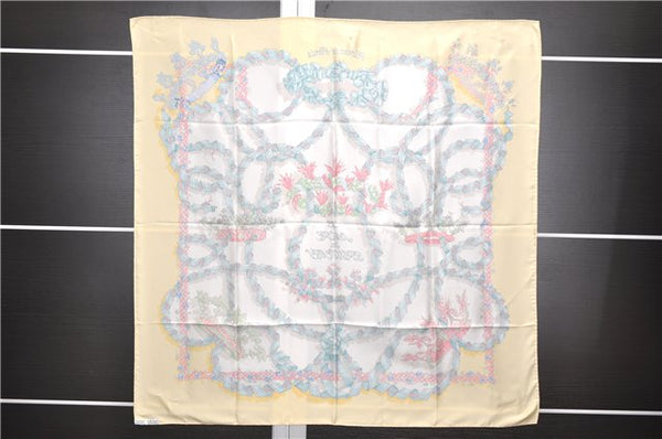 Authentic HERMES Carre 90 Scarf "LE SACRE DU PRINTEMPS" Silk Yellow 9132D