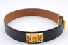 Auth HERMES Collier De Chien Ladies Leather Belt Size 70cm 27.6" Black 9134D