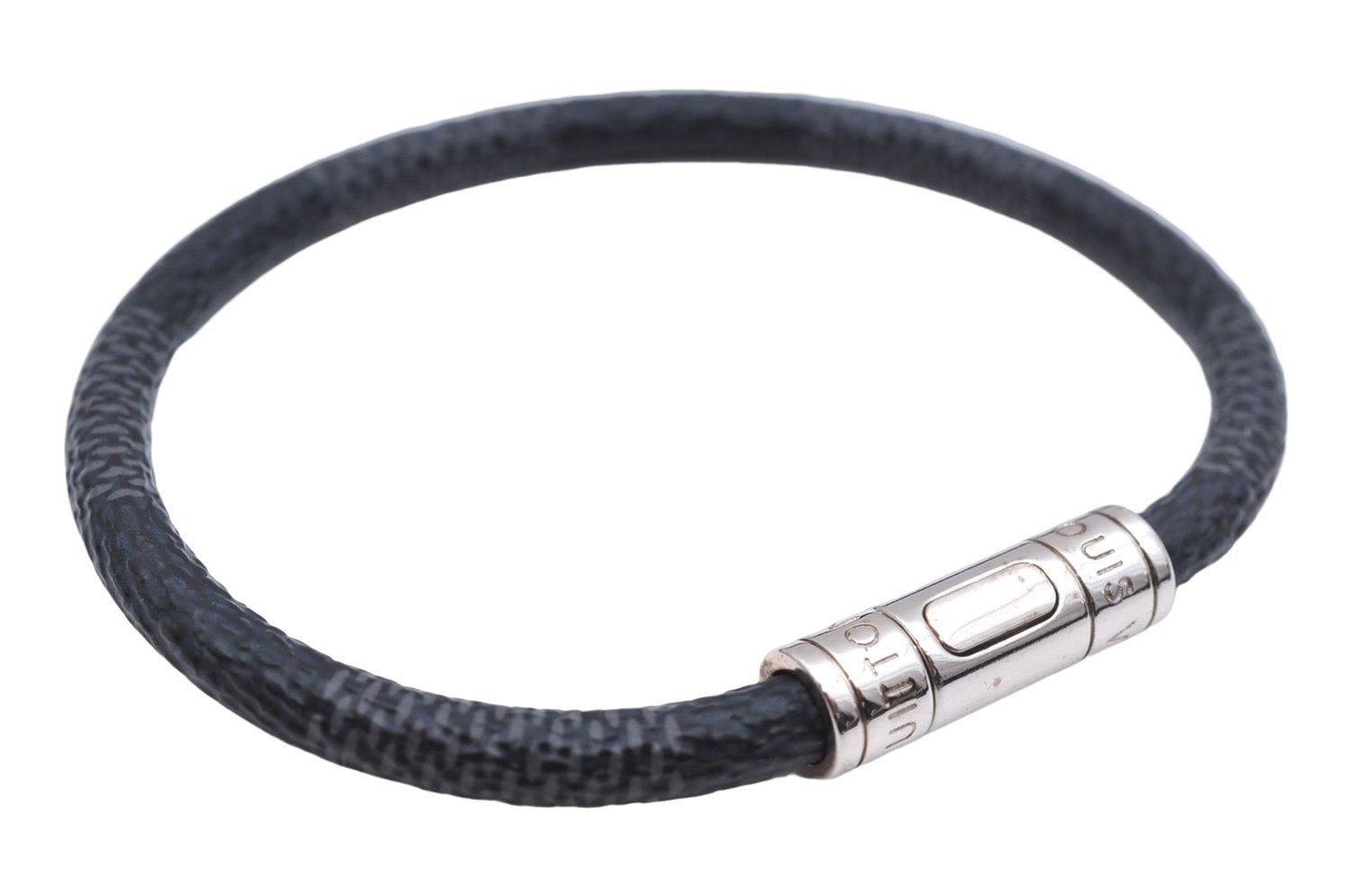 Authentic Louis Vuitton Damier Graphite Bracelet Keepit Black M6140E LV 9135D