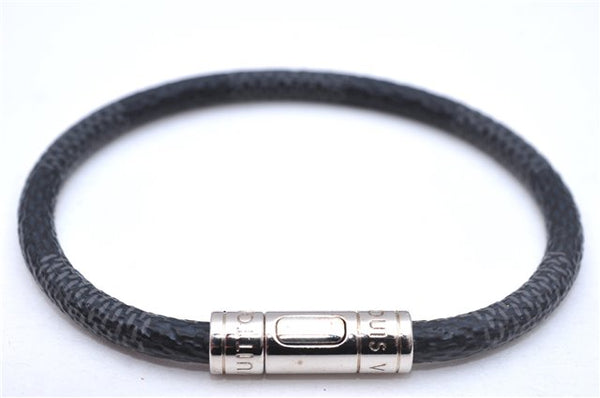Authentic Louis Vuitton Damier Graphite Bracelet Keepit Black M6140E LV 9135D