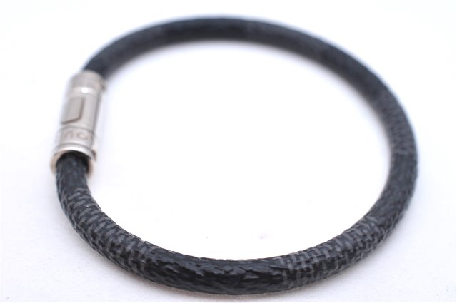 Authentic Louis Vuitton Damier Graphite Bracelet Keepit Black M6140E LV 9135D