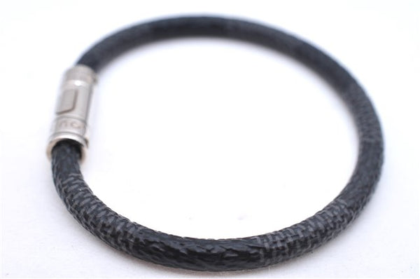 Authentic Louis Vuitton Damier Graphite Bracelet Keepit Black M6140E LV 9135D
