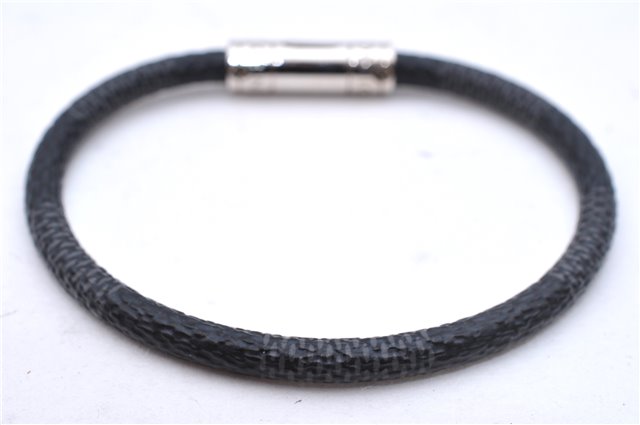 Authentic Louis Vuitton Damier Graphite Bracelet Keepit Black M6140E LV 9135D