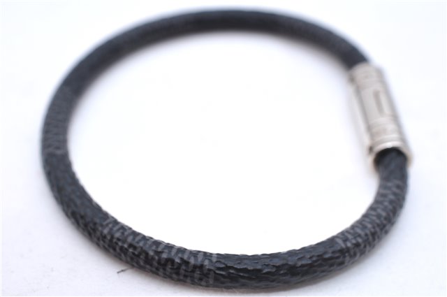 Authentic Louis Vuitton Damier Graphite Bracelet Keepit Black M6140E LV 9135D