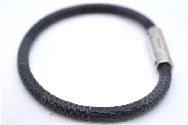 Authentic Louis Vuitton Damier Graphite Bracelet Keepit Black M6140E LV 9135D
