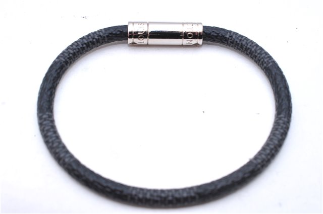 Authentic Louis Vuitton Damier Graphite Bracelet Keepit Black M6140E LV 9135D