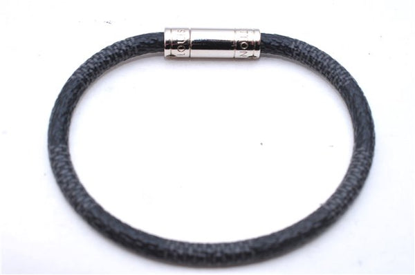 Authentic Louis Vuitton Damier Graphite Bracelet Keepit Black M6140E LV 9135D