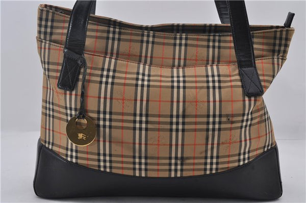 Authentic BURBERRY Nova Check Canvas Leather Shoulder Tote Bag Beige 9136D