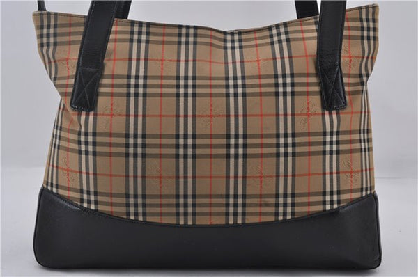 Authentic BURBERRY Nova Check Canvas Leather Shoulder Tote Bag Beige 9136D