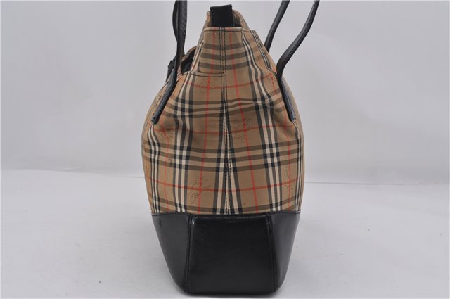 Authentic BURBERRY Nova Check Canvas Leather Shoulder Tote Bag Beige 9136D