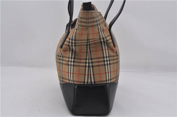 Authentic BURBERRY Nova Check Canvas Leather Shoulder Tote Bag Beige 9136D