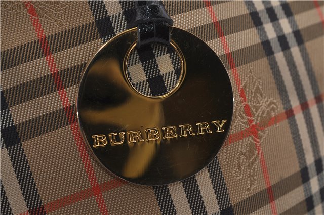 Authentic BURBERRY Nova Check Canvas Leather Shoulder Tote Bag Beige 9136D