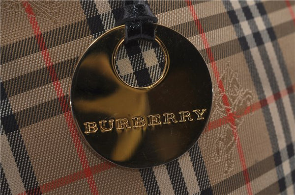 Authentic BURBERRY Nova Check Canvas Leather Shoulder Tote Bag Beige 9136D