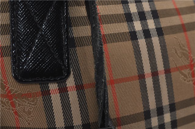 Authentic BURBERRY Nova Check Canvas Leather Shoulder Tote Bag Beige 9136D