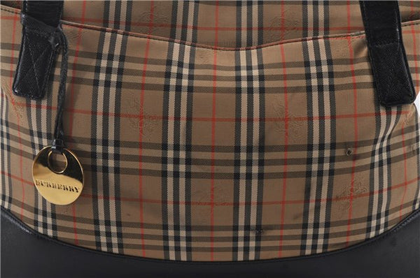 Authentic BURBERRY Nova Check Canvas Leather Shoulder Tote Bag Beige 9136D