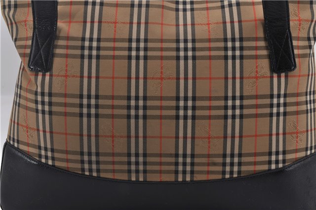 Authentic BURBERRY Nova Check Canvas Leather Shoulder Tote Bag Beige 9136D