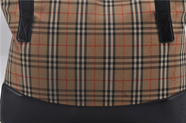 Authentic BURBERRY Nova Check Canvas Leather Shoulder Tote Bag Beige 9136D