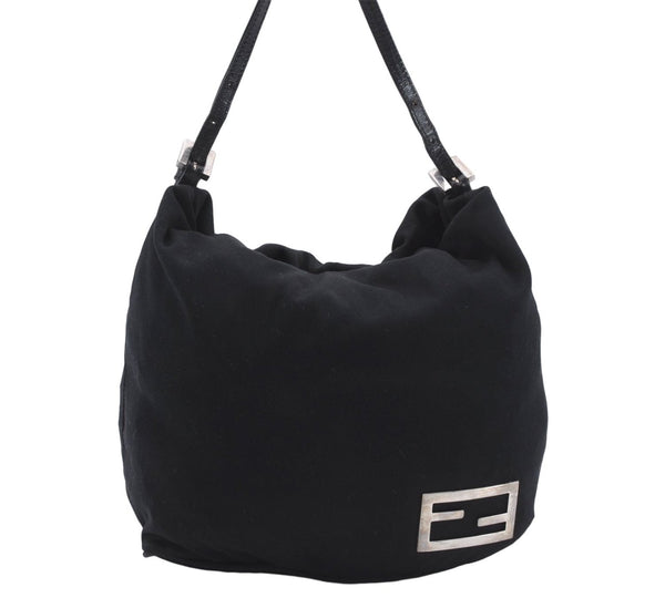 Authentic FENDI Shoulder Hand Bag Purse Jersey Black 9137D