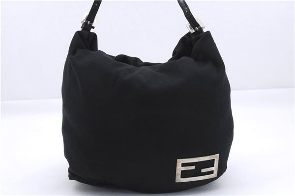 Authentic FENDI Shoulder Hand Bag Purse Jersey Black 9137D