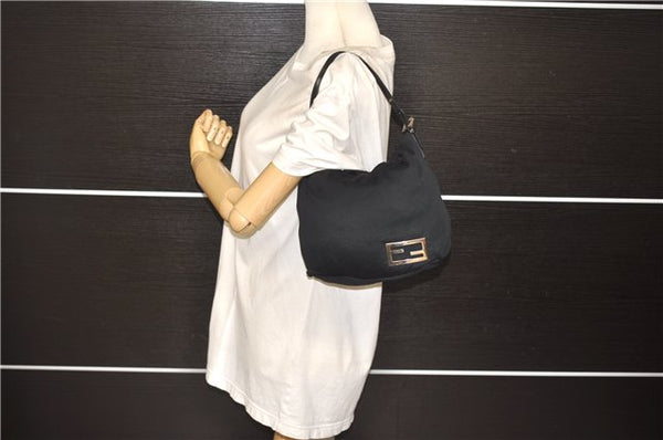 Authentic FENDI Shoulder Hand Bag Purse Jersey Black 9137D