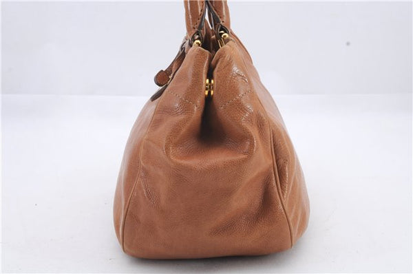 Authentic PRADA Glace Calf Leather 2Way Hand Shoulder Bag BN2245 Brown 9138C