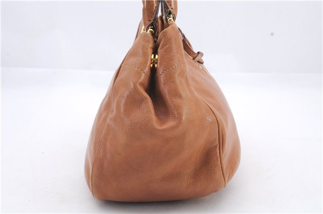 Authentic PRADA Glace Calf Leather 2Way Hand Shoulder Bag BN2245 Brown 9138C